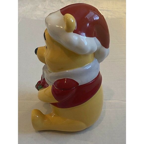 Disney's Winnie The Pooh 10” Ceramic Cookie Jar Santa Present Christmas Holiday - Picture 5 of 11